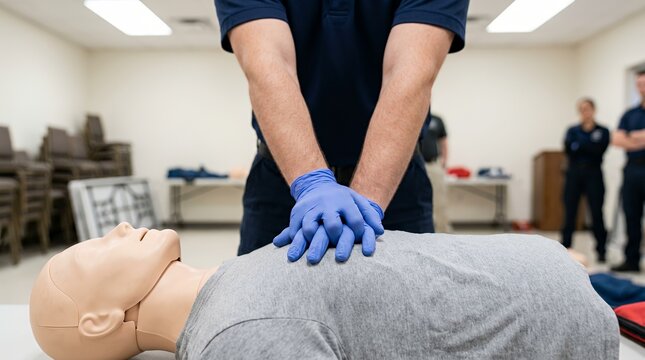 CPR Training Session with Mannequin