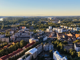 Obraz premium Hämeenlinna Finland city center from air early morning