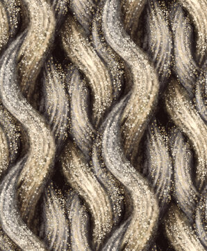 Seamless abstract background, heavy luxury knit-style texture with thick fibers interwoven with glowing particles