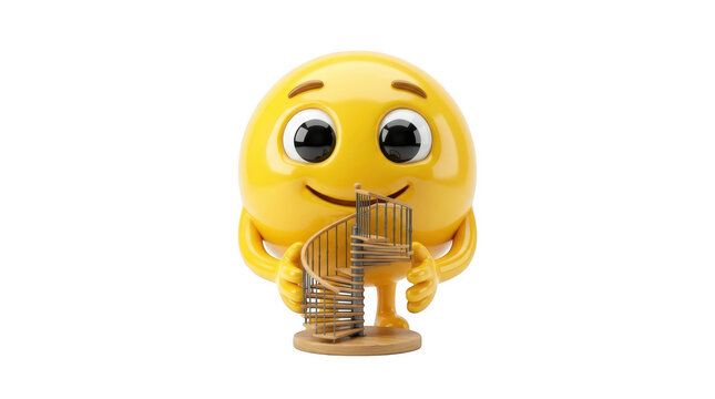A cheerful yellow emoji character playing a trumpet with closed eyes