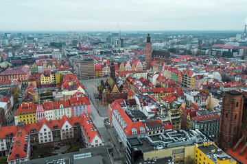 Obraz premium Wroclaw market square and town hall aerial