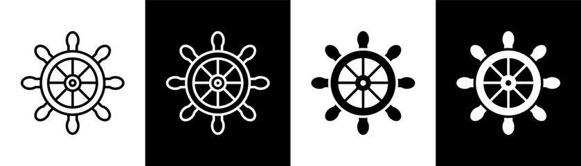 Rudder white and black icon set design © Ifanicon
