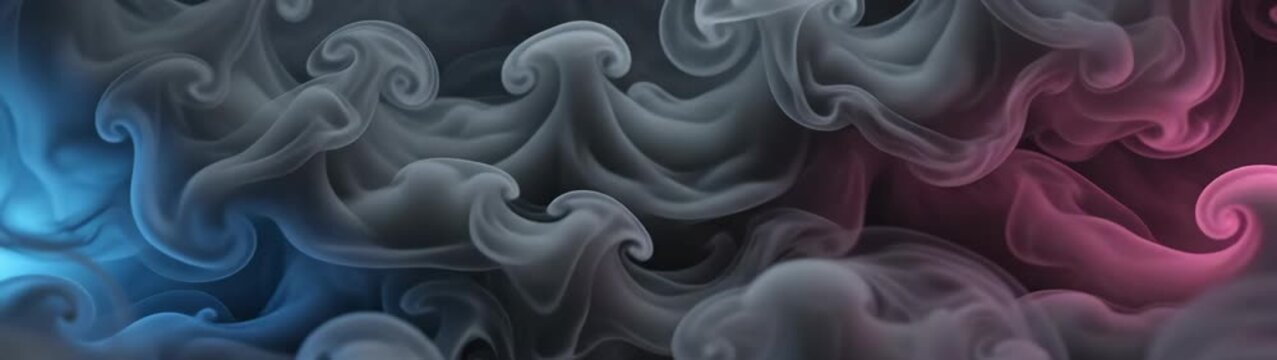 Smoke plumes swirling with blue and pink illumination creating a mysterious and atmospheric ethereal smoky vapor cloud.