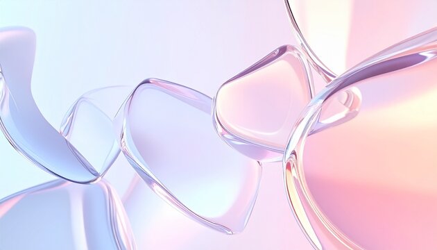Floating translucent pastel glass shapes abstract background