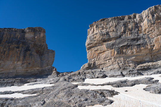 Hikers on their way toward th famous Br&egrave;che de Roland, on the France-Spain border.