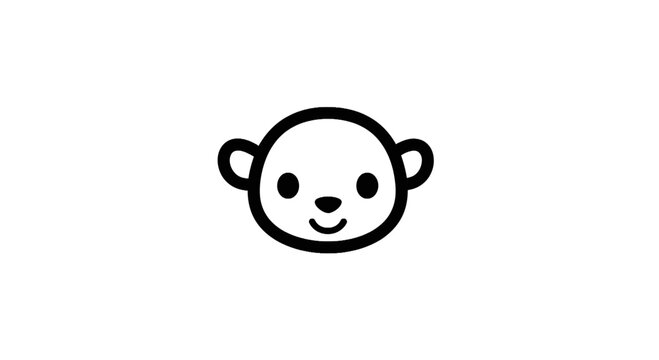 Simple monkey head line art with big round ears