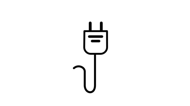 Line icon of an electrical plug representing power supply energy connection and the reliable source of electricity for devices and business operations