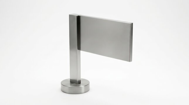 Modern silver metal sign board stand.