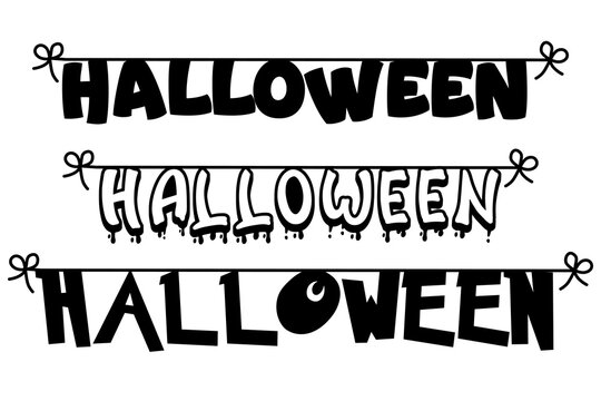 Halloween Word Garlands Vector Banner Set