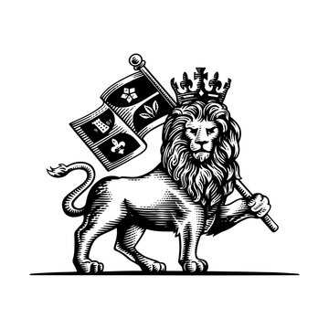 lion bringing flag