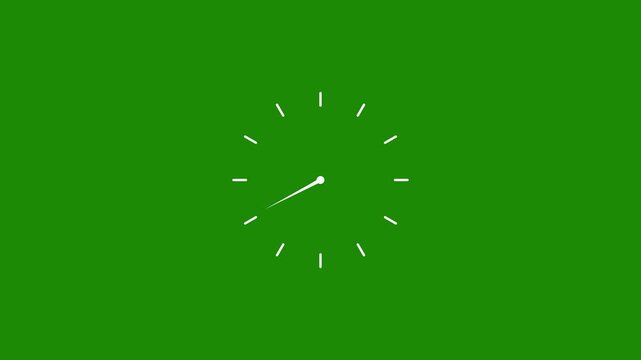 Animated Clock Icon Loop, Rotating Time Symbol on Transparent Background, Flat 24 Hour Clock, 4K Motion Graphics
