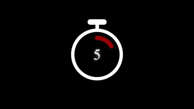 Circular Countdown Timer Animation, Round Progress Indicator with Transparent Background, Alpha Channel, 4K Motion Graphics
