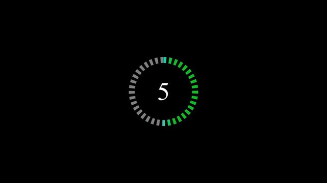 Circular Countdown Timer Animation, Round Progress Indicator with Transparent Background, Alpha Channel, 4K Motion Graphics