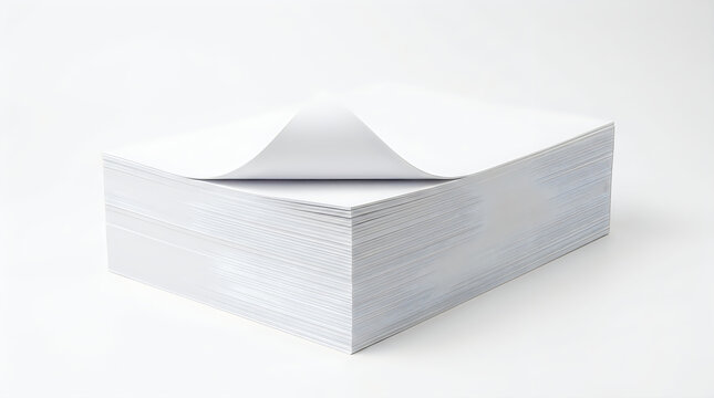 Stack of white paper sheets with a curled corner