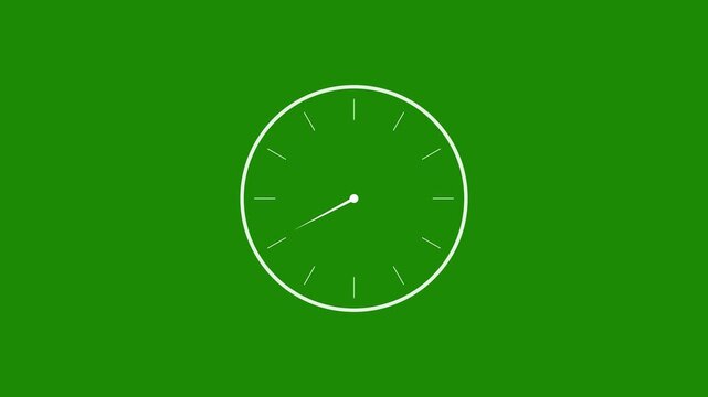 Animated Clock Icon Loop, Rotating Time Symbol on Transparent Background, Flat 24 Hour Clock, 4K Motion Graphics
