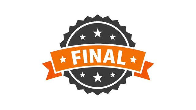 Animated Final Badge Stamp Icon with Ribbon on White Background