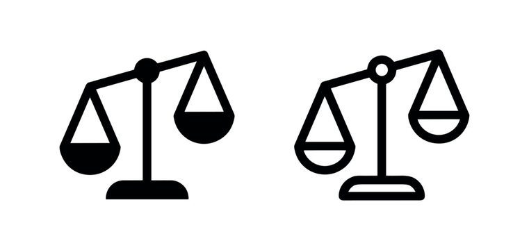 Unbalanced Scales of Justice Icon - Injustice and Imbalance Symbol