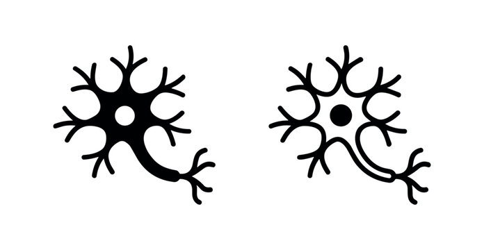 Biological nerve cell and neuron icons