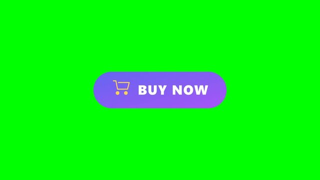 Buy Now Button Animation with Shopping Cart Icon on Green Screen Background for E-commerce and Marketing Video Projects