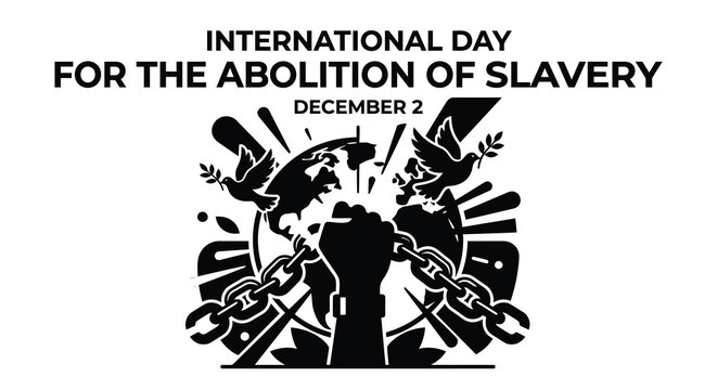 Broken chains and doves silhouette international day for the abolition of slavery