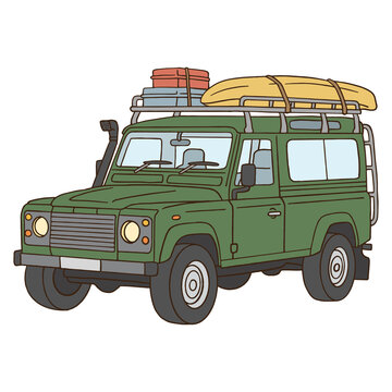 Offroad SUV 4x4 overland vehicle with roof rack vector illustration