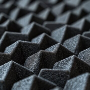 Detailed capture of unbranded acoustic panel with geometric shape texture and lighting