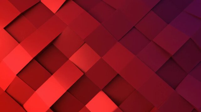 Abstract geometric background with red and purple 3D cubes arranged in a dynamic diagonal composition featuring dramatic lighting and soft shadows for modern creative design projects