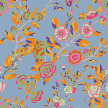 Eclectic Colorful Botanical Blossom Art