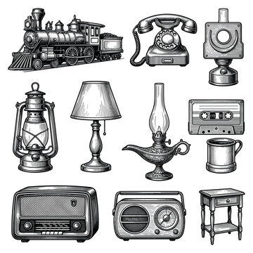 Set of vintage objects