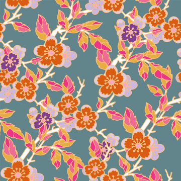 Bright Autumn Blossom Branch Pattern