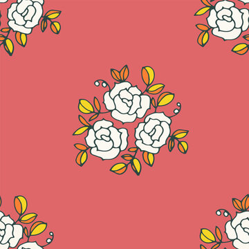 Bold Retro Graphic White Rose