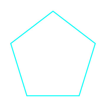 Aqua Pentagon Outline Icon Isolated on Transparent Background PNG Geometric Vector Shape