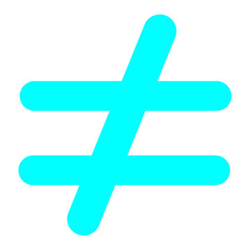 Aqua Not Equal Mark Icon Isolated on Transparent Background PNG Mathematical Vector Symbol