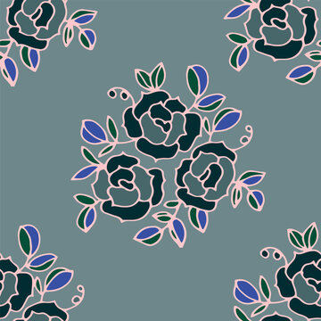 Cool Moody Botanical Blossom Motif
