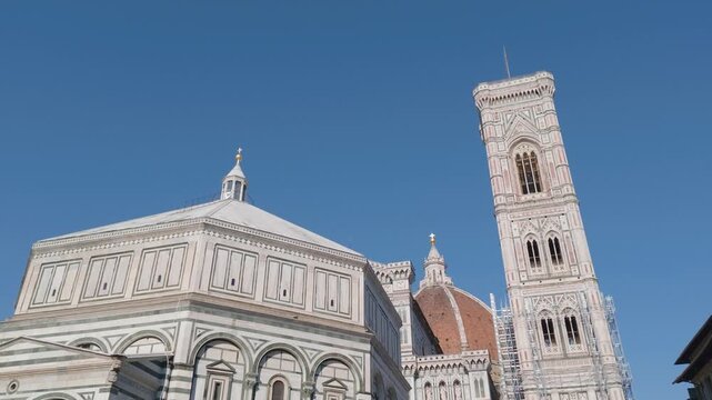 Florence Cathedral, Giotto's Bell Tower and Baptistery Under Clear Blue Sky