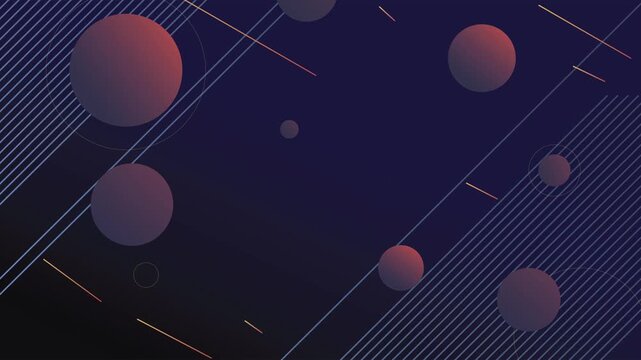 abstract geometric elements gradient circles and diagonal lines dark blue and black tones.