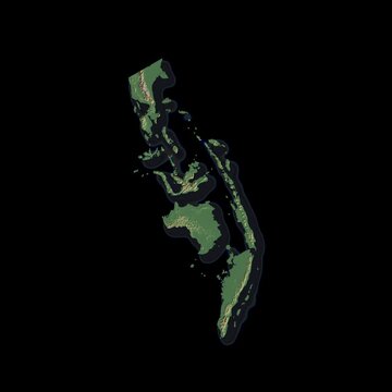 Indonesia Rotating 3D Relief Map Seamless Loop, Alpha Channel 4K