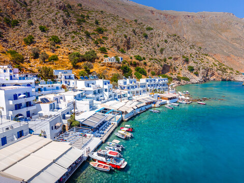 Greek village of Loutro, Chania, Crete, Greece.