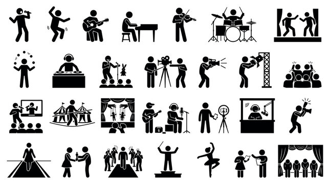 Set of entertainment and performance icons