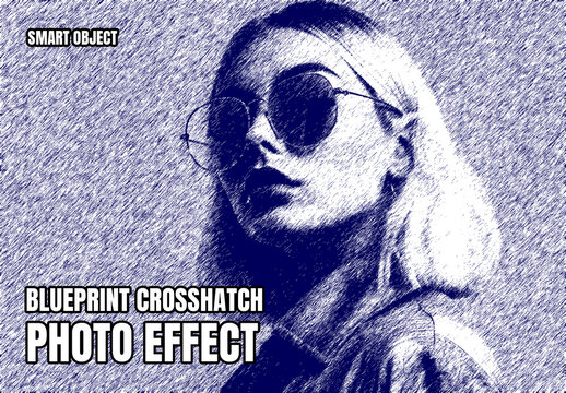 Blue Sketch Portrait Photo Effect Template