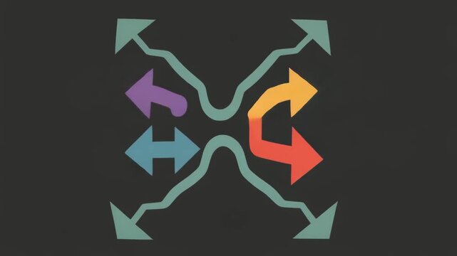 Animated Arrows Flowing and Merging with Motion Graphics in Warm Lighting