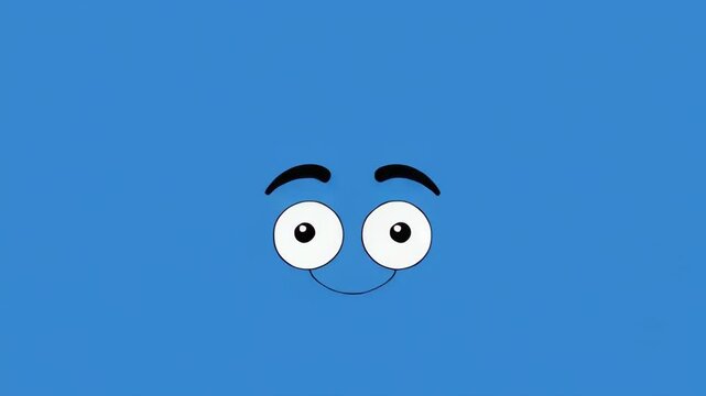 Animated Cartoon Eyes Appearing in Abstract Blue Space with Subtle Movement