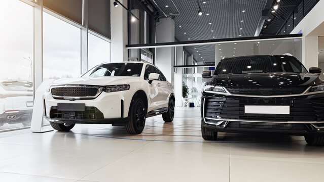 Cars are displayed in a modern showroom for customers to view and consider for purchase