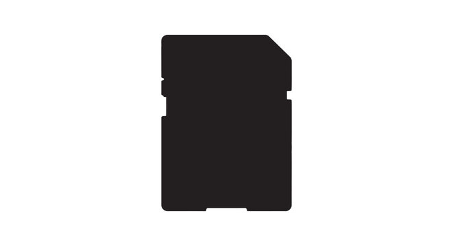 Sd Card Silhouette Against A White Background Silhouette