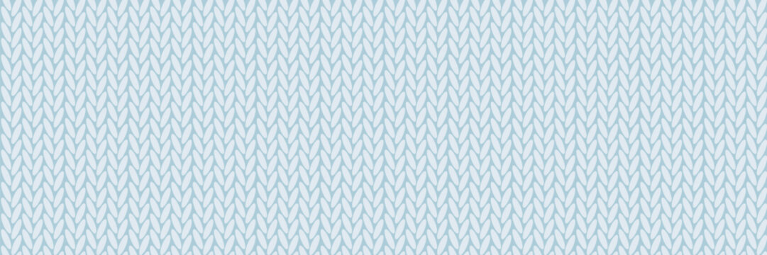 Blue fabric texture seamless pattern. Wool knitted background. Vector