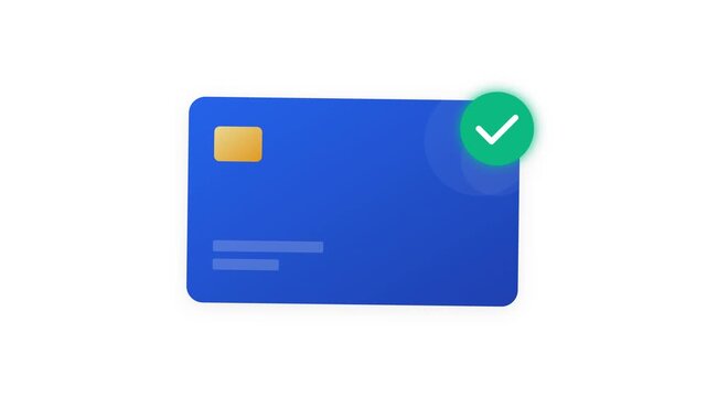Payment Success Animation Illustrating a Blue Credit Card with a Green Checkmark Confirmation
