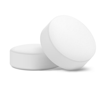 White round medical tablets or pills mockup for healthcare pharmacy design, branding, presentation. Illustration on transparent background. Ready and simple to use for your design. 