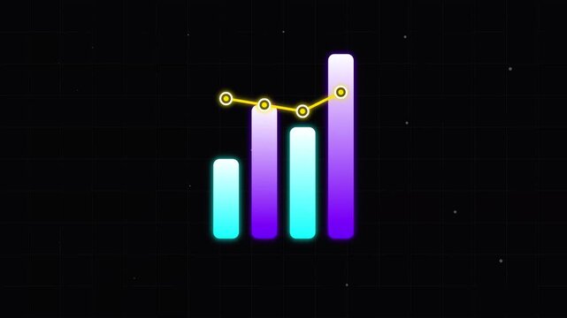 Neon glowing bar chart animation representing business data growth graph