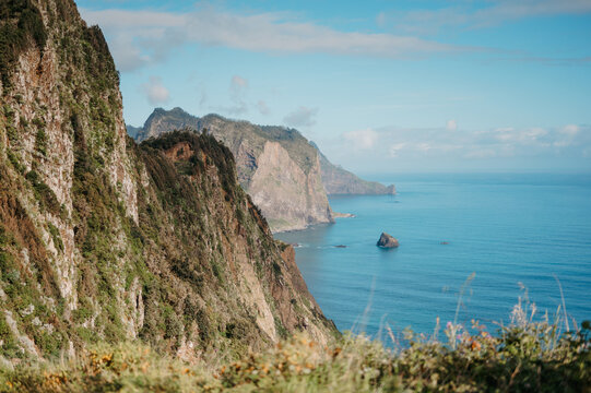 Dramatic cliffs of Madeira overlooking the ocean - Boca do Risco