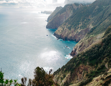 Dramatic cliffs along the beautiful coast of Madeira, Vereda do Larano